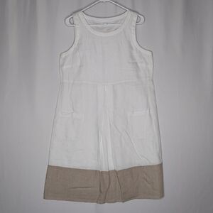 J‎ Jill Love Linen Dress Women Medium Sleeveless Midi Pocket Coastal Colorblock